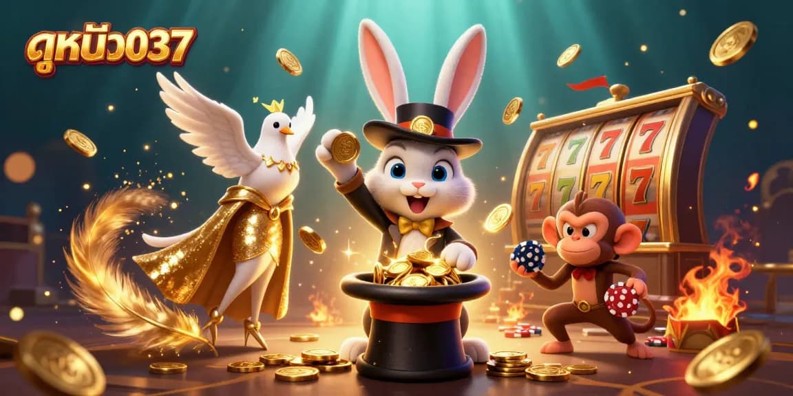 Spin and win with ดูหนัง037 in this vibrant and engaging 3D gambling-themed illustration.