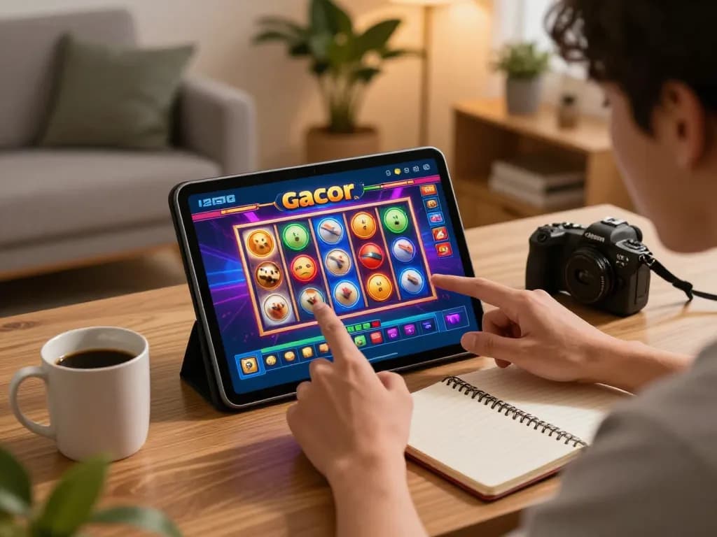 Engaging gameplay session for slot gacor on tablet with strategic insights visible.