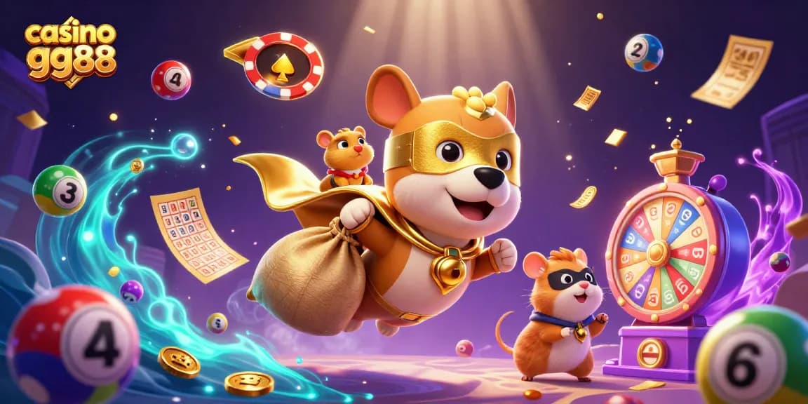 Manually spin the excitement at casino gg88 with vibrant lottery balls and gold coins raining down.