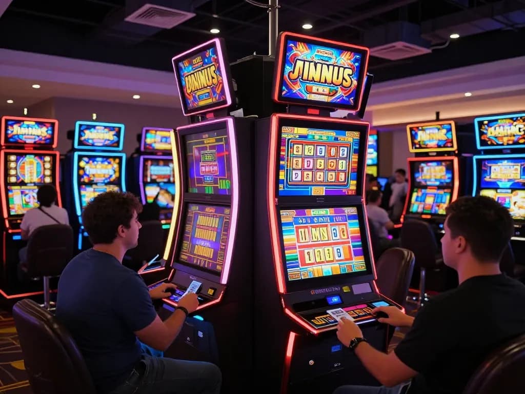 Engaging players enjoying Slot88 machines with vibrant screens and thrilling jackpots