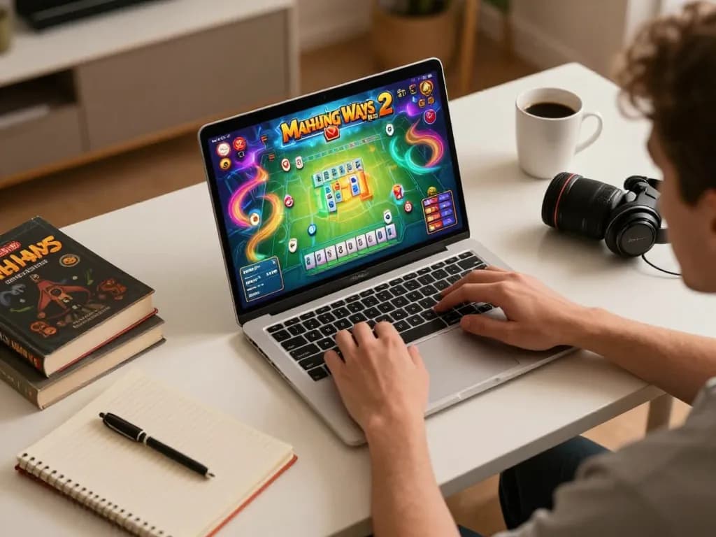 Engaged player focused on Mahjong Ways 2 while gaming online, showcasing competitive gameplay in a cozy setting.