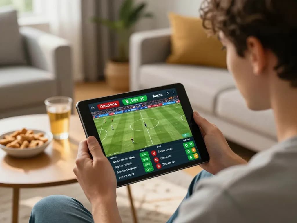 Engaging sports betting experience on tylebongda app showcasing live odds and interactive features in a cozy home setting.