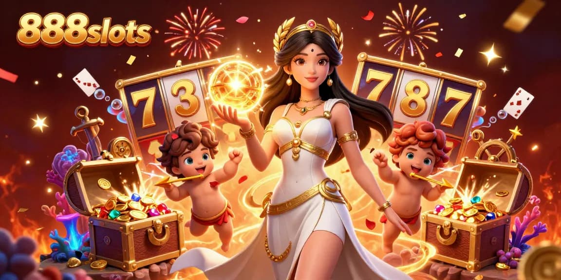 Spin the reels with 888slots as the golden goddess and Cupid cherubs bring excitement and joy!