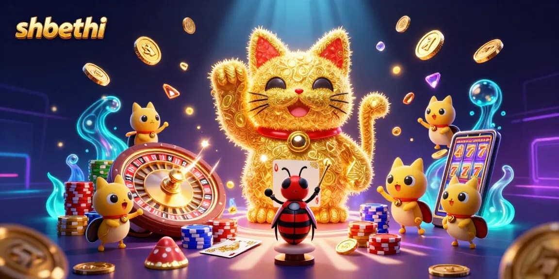 Experience shbethi's vibrant casino world with glowing golden fireflies and dynamic gaming elements.
