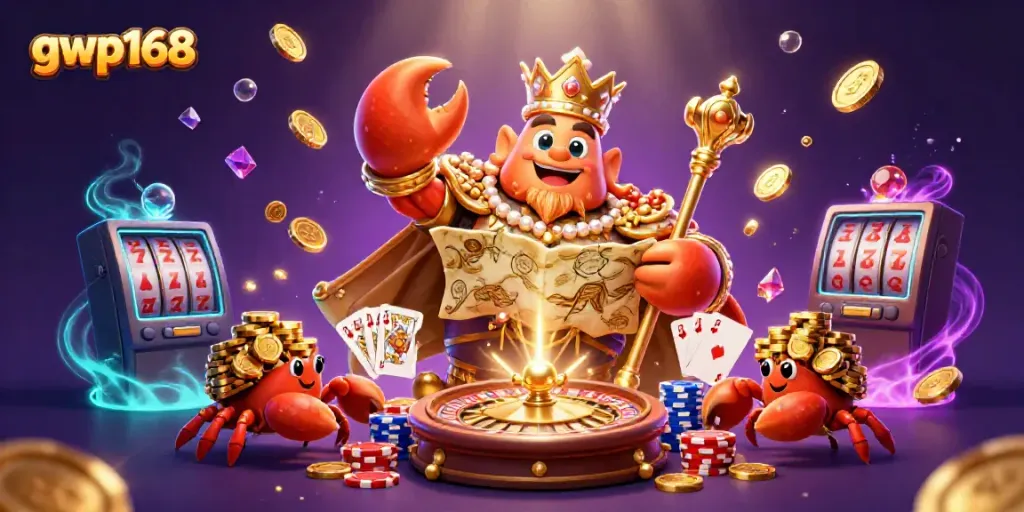 Gwp168 sebagai permainan slot yang menyenangkan di kasino dengan simbol keberuntungan dan koin emas yang berkilauan.