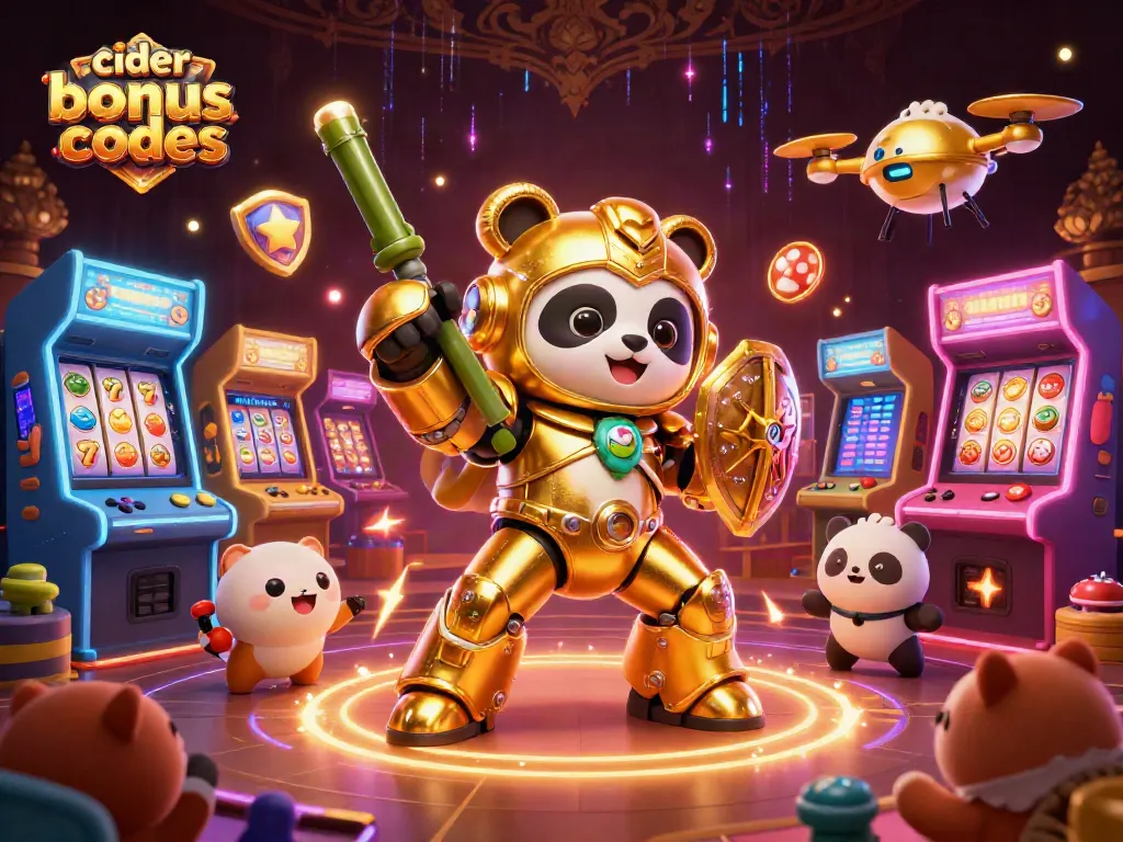 Play exciting games with cider casino bonus codes while enjoying a vibrant 3D arcade scene.
