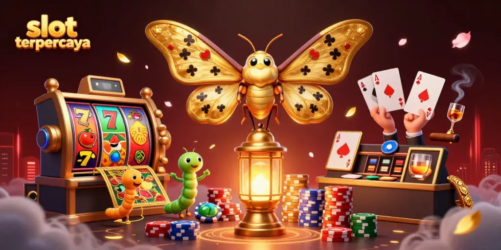 Menangkan jackpot slot terpercaya dengan berbagai simbol beruntung dalam ilustrasi kasino yang menakjubkan.
