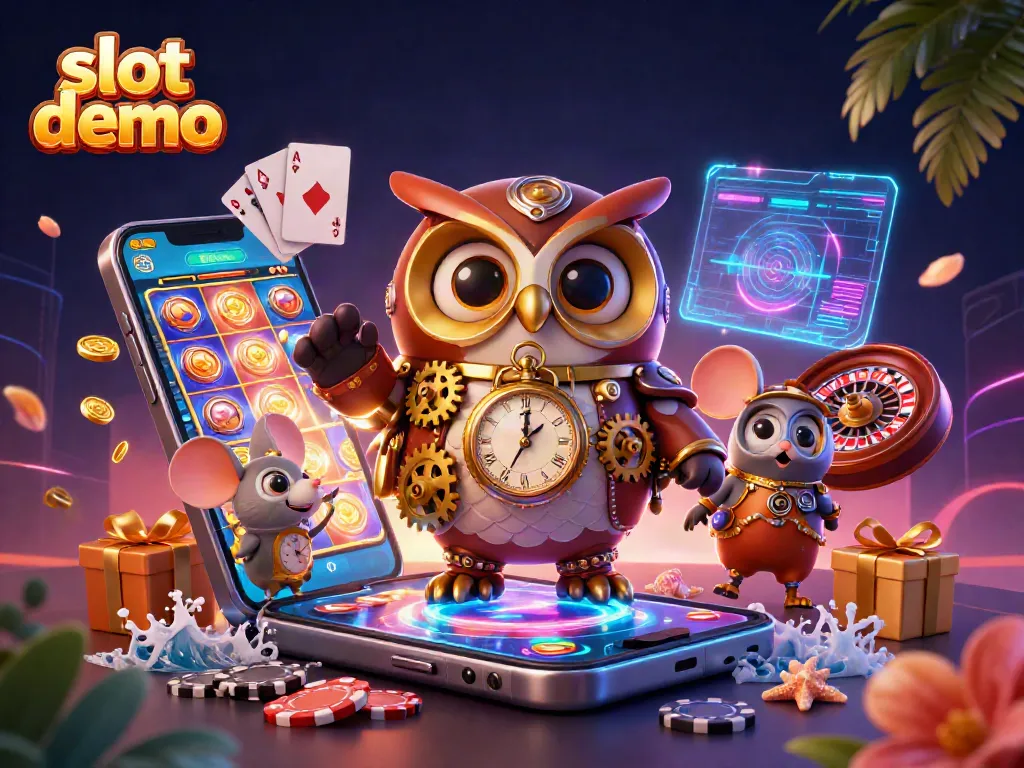 Mengakses slot demo melalui smartphone dengan efek koin emas dan kartu poker di sekelilingnya.