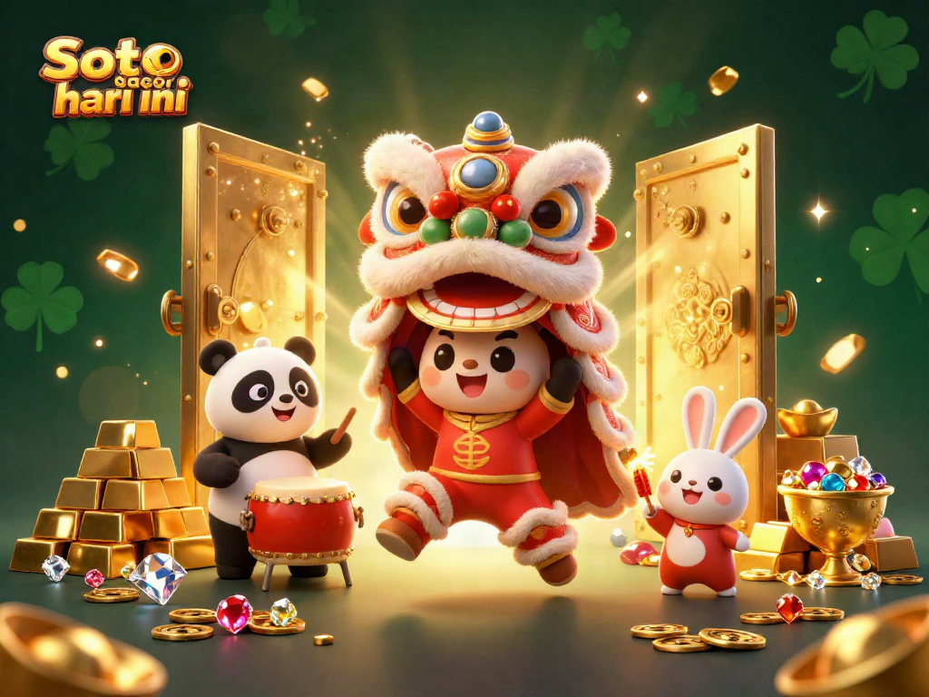 Spin and win with Slot gacor hari ini, featuring vibrant characters and a treasure-filled scene.