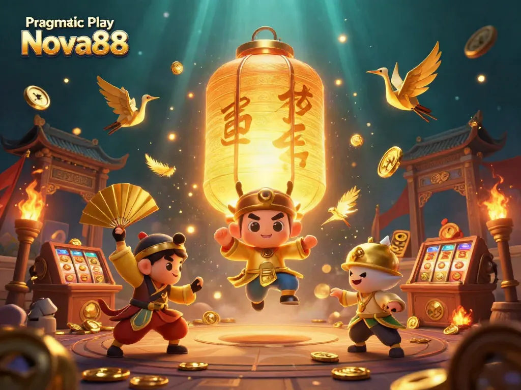 Experience the excitement of Pragmatic Play Nova88 slots with dynamic 3D elements lighting up a casino scene.