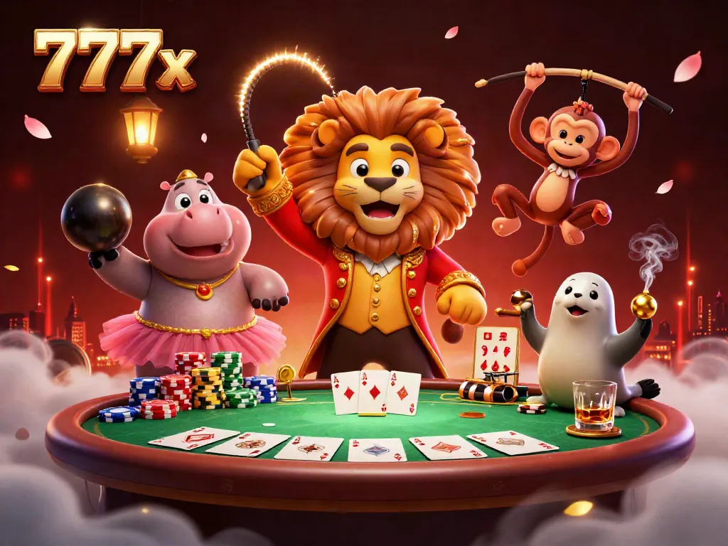Experience thrilling action at 777x casino with vibrant characters and dynamic poker elements.