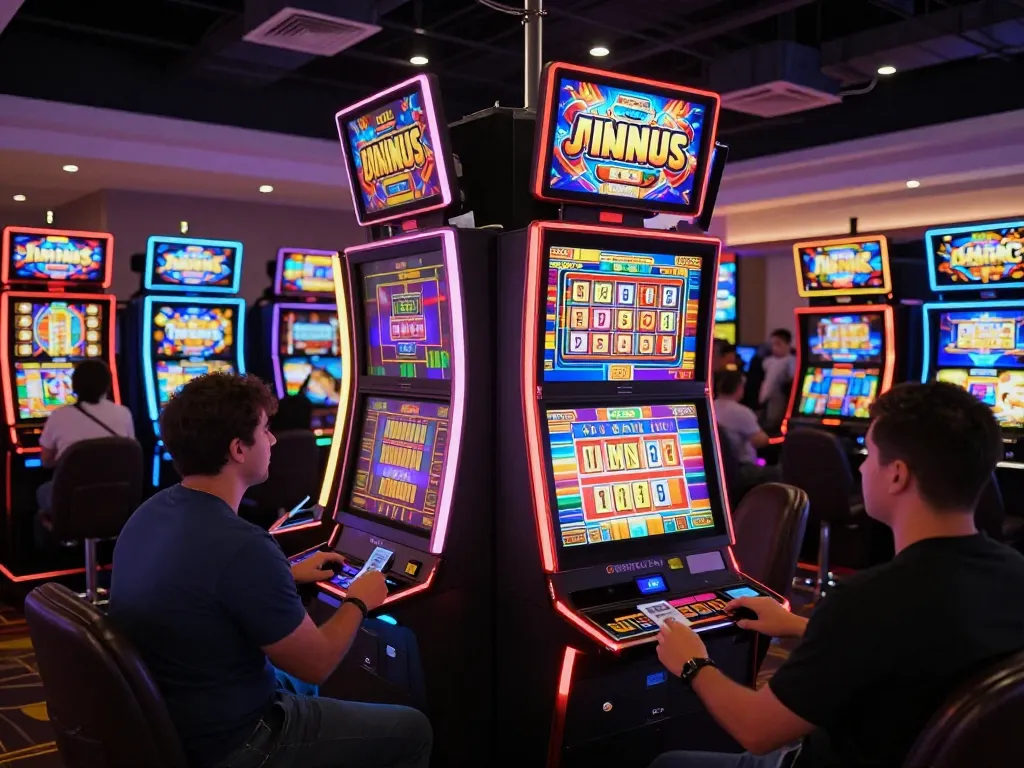 Engaging players enjoying Slot88 machines with vibrant screens and thrilling jackpots
