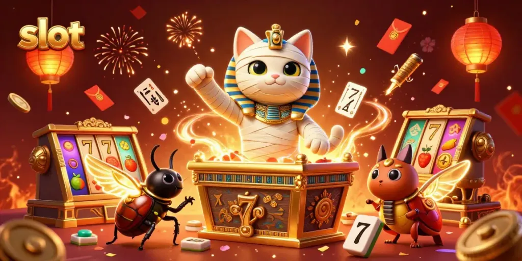 Slot menghibur pemain dengan kucing mummy dan harta di kasino piramida.