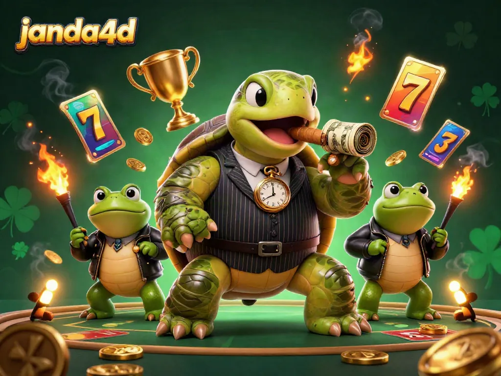 Permainan slots yang seru di janda4d dengan karakter unik dan elemen kasino penuh warna.