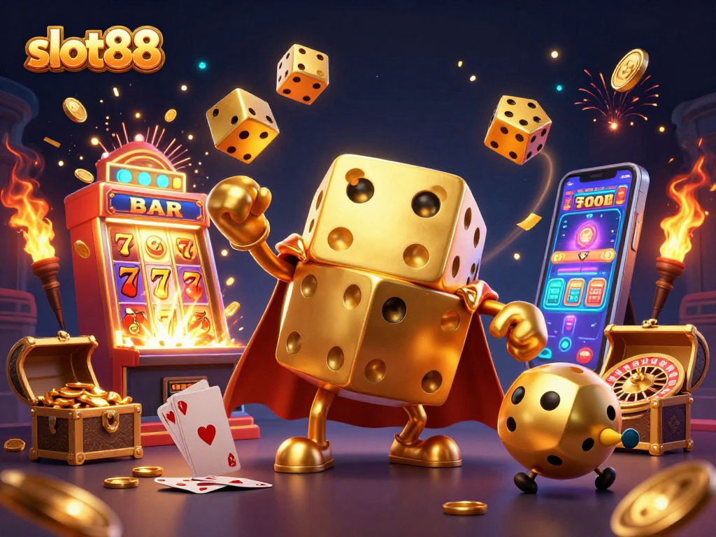 Engage with slot88's vibrant gaming experience featuring dynamic casino elements and lively characters.