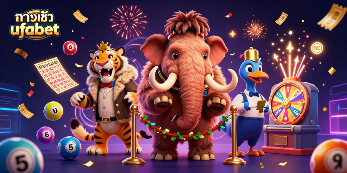 Immerse in the vibrant ทางเข้า ufabet casino scene with a woolly mammoth, saber-toothed tiger, and dodo bird.