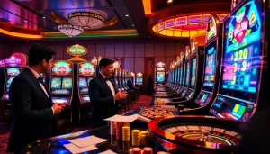 Experience the excitement of slot gacor hari ini action with vibrant slot machines and eager gamblers.