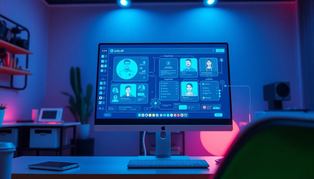 Experience engaging interactions with Juicy AI in a modern tech workspace.