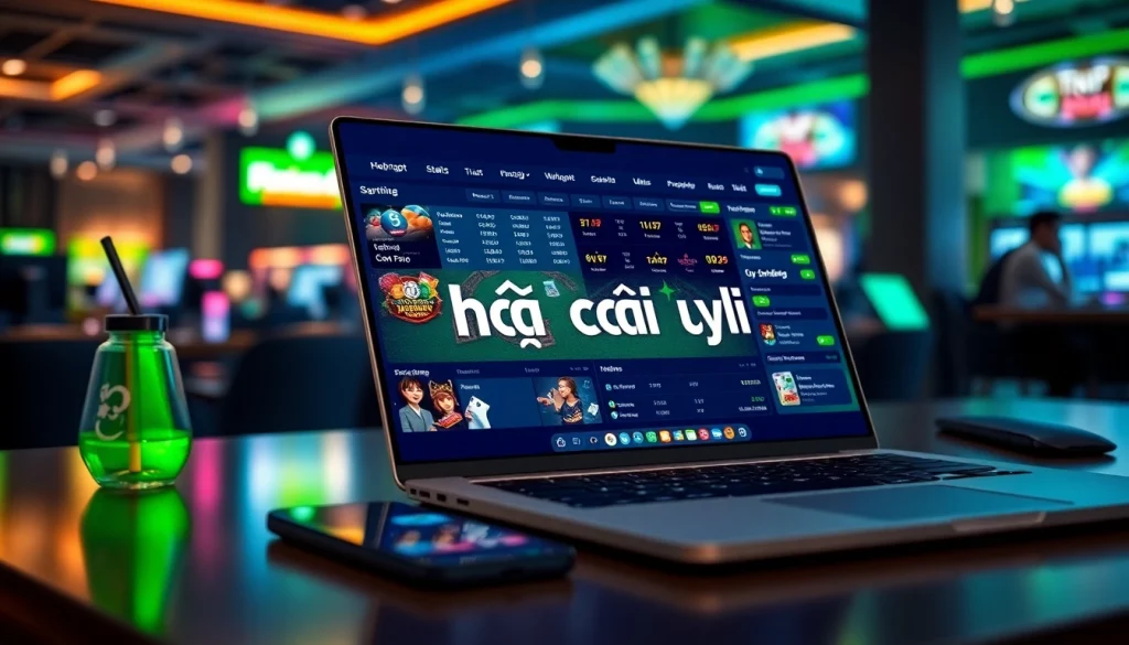 nhà cái uy tín showcased on a vibrant online gambling platform interface.