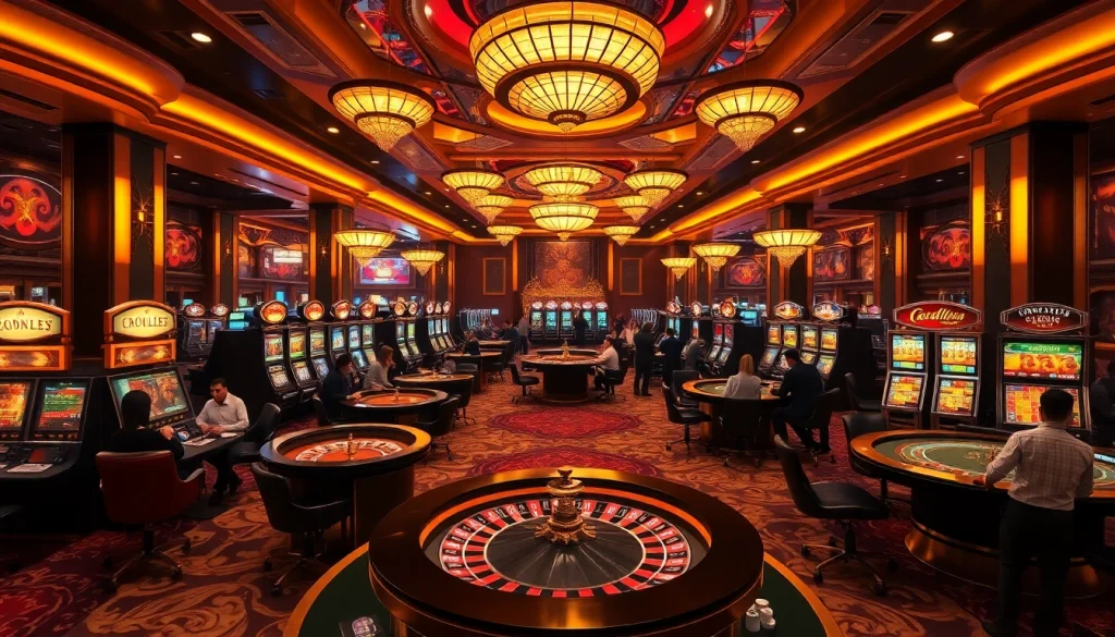 Experience the excitement at mmoo com with a vibrant view of casino games and slot machines.