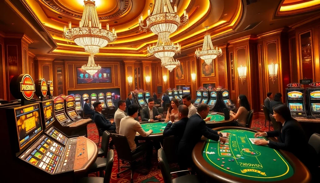 An engaging poker scene at an upscale casino showcasing the excitement of 789win com's gaming experience.