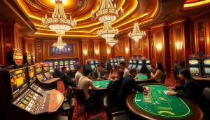 An engaging poker scene at an upscale casino showcasing the excitement of 789win com's gaming experience.