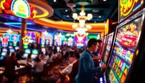 Putar SLOT6000 di mesin slot yang cerah di kasino penuh energi.