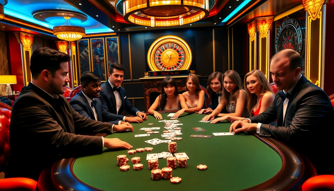 Experience the thrill of LC88 with high-stakes poker action and luxurious casino decor.