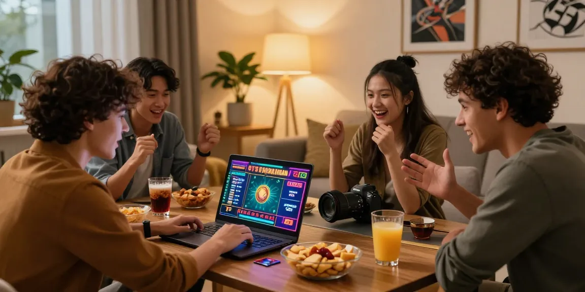 Group of friends enjoying credit card gaming at home, featuring https://crownwoods.org.uk gaming excitement and cozy decor.