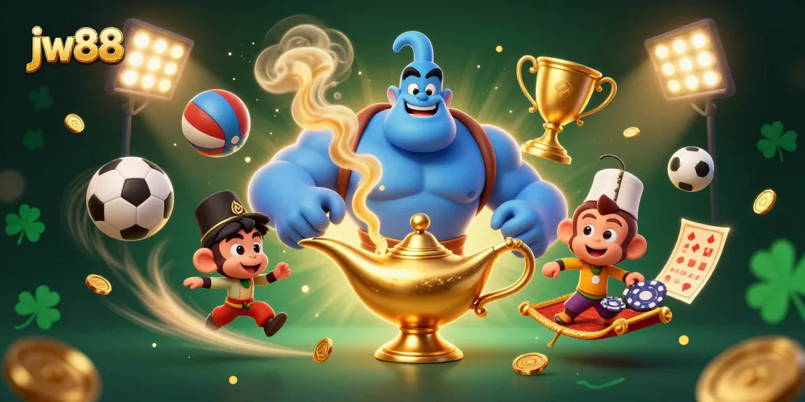 Experience thrilling wins with jw88's dynamic casino scene featuring a powerful genie and rich game elements.