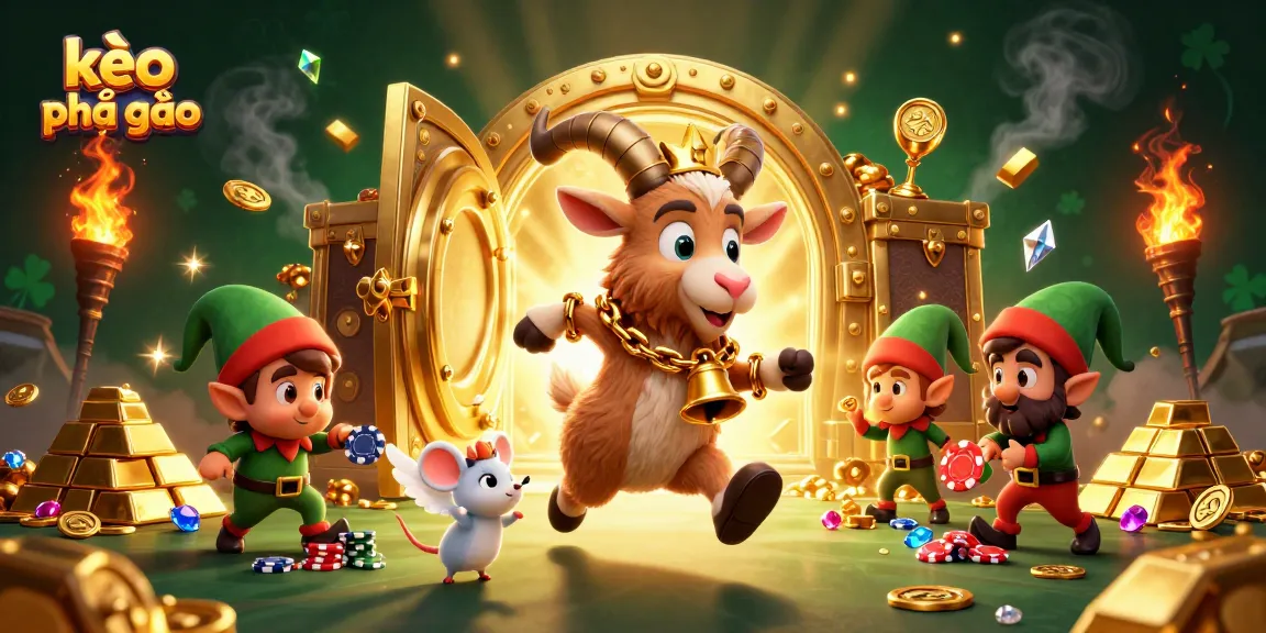 Experience kèo phạt góc excitement in a vibrant 3D casino scene filled with treasures and mischief.