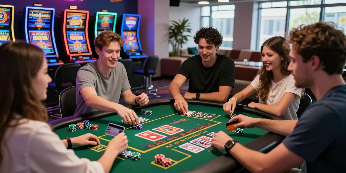 Group enjoying dynamic gaming experience at casinos that accept credit cards, featuring vibrant tables and lively atmosphere.
